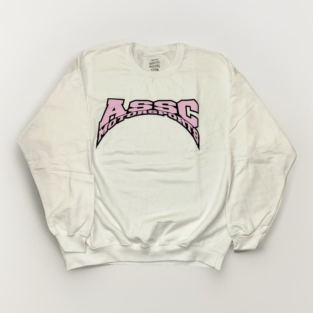 Anti Social Social Club “ASSC Motorsport” White Crewneck Sweater Size XL